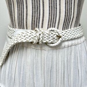 Vintage Woven Leather Belt Made in Italy Nordstrom White Braided Coastal